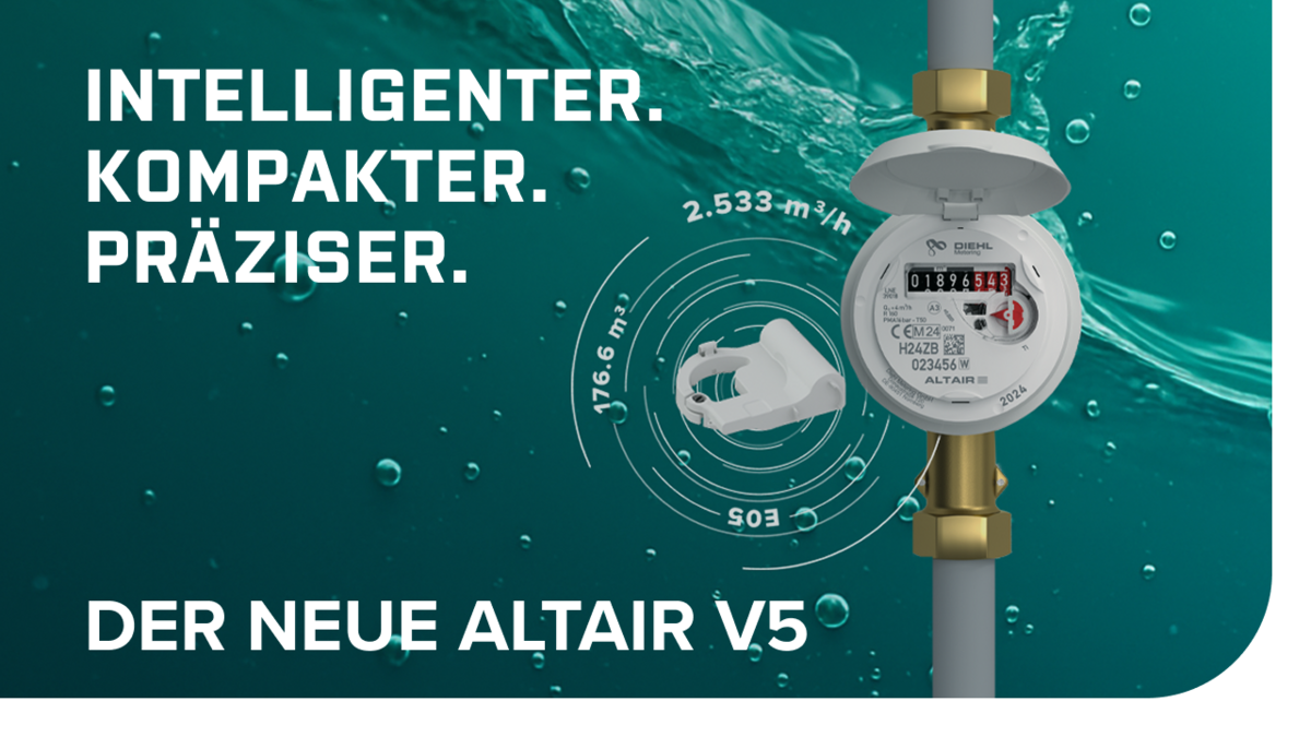 Der neue ALTAIR V5: smart Wasserzähler mit dem IZAR Clip-on vom Diehl Metering Intelligenter kompakter präziser