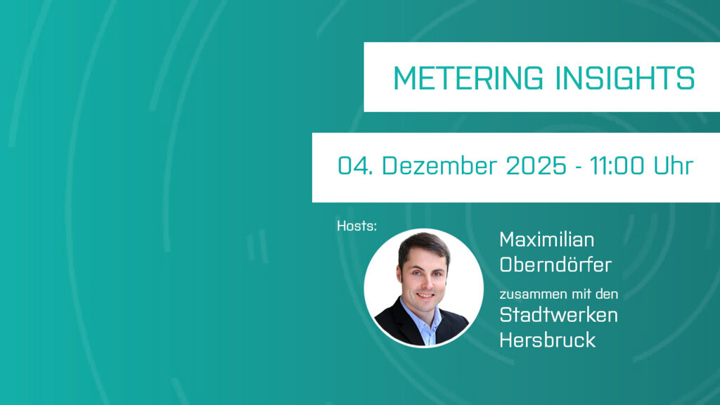 Banner für das Webinar „Fernwärme optimieren“ – Metering Insights am 4. Dezember 2025 um 11:00 Uhr mit Maximilian Oberndörfer von Diehl Metering und den Stadtwerken Hersbruck. Themen: Digitalisierung, Energieeffizienz und datenbasierte Fernwärme.